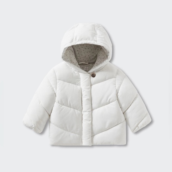 Mango Kids White Puffer Jacket Size 6-9months - Picture 1 of 4